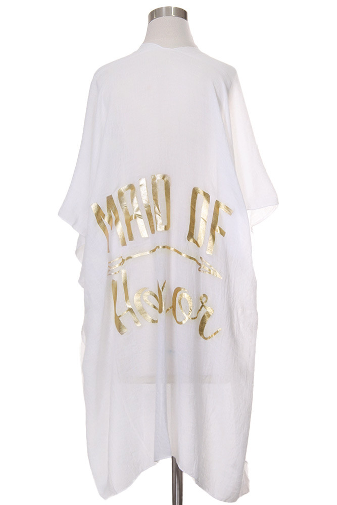 Women's Maid of Honor Sheer Cover-Up Wrap – Style LOF717 in White