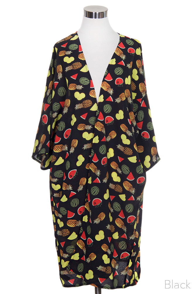 Women's Strawberry Print Kimono Wrap – Style LOF710 — kimono photo 4