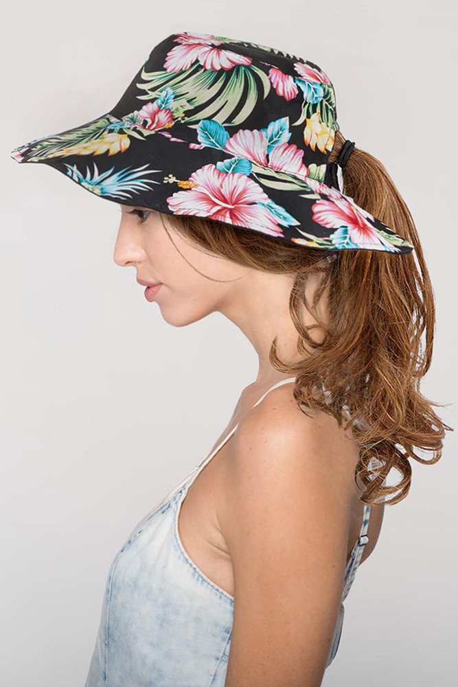 Women's Floral Print Wide Brim Sun Hat — sun hat photo 3