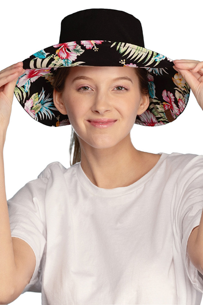 Women's Floral Print Wide Brim Sun Hat — sun hat photo 8