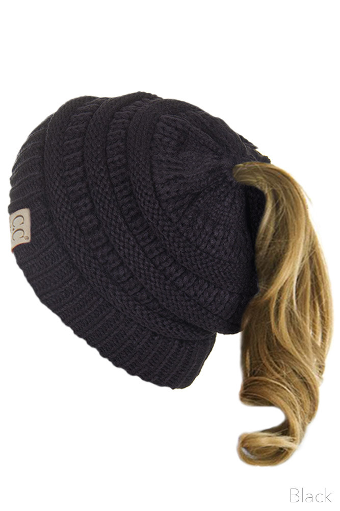 Kids Cable Knit Ponytail Beanie — beanie photo 4