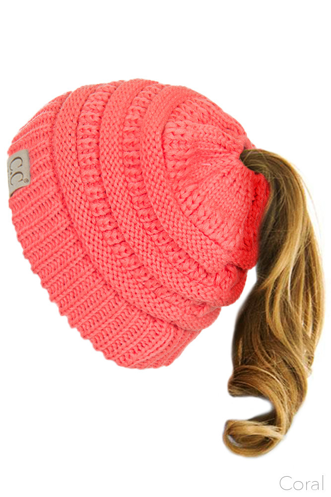 Kids Cable Knit Ponytail Beanie — beanie photo 6