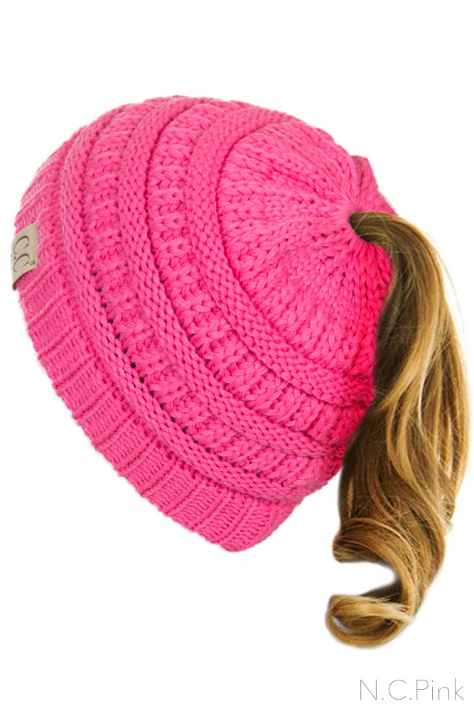 Kids Cable Knit Ponytail Beanie — beanie photo 7