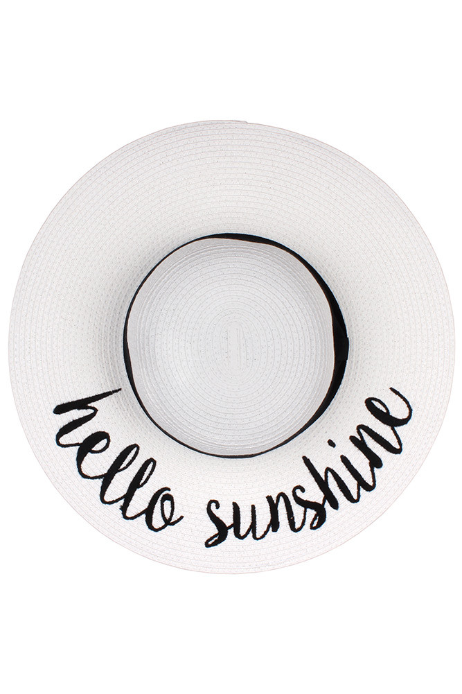 Women's Hello Sunshine Floppy Sun Hat – White in White