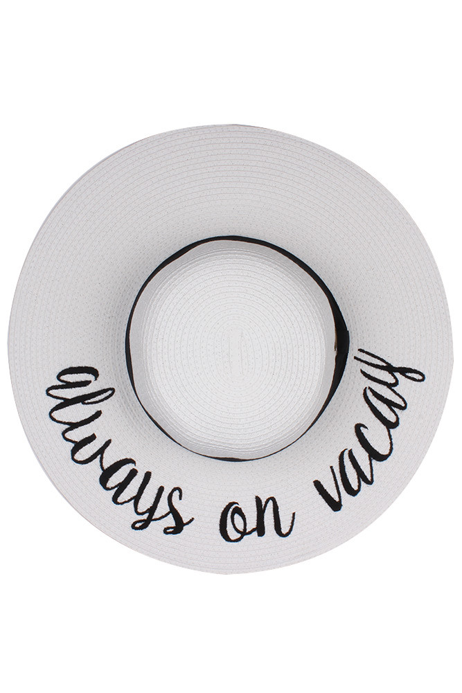 Women's Hello Sunshine Floppy Sun Hat – White in White