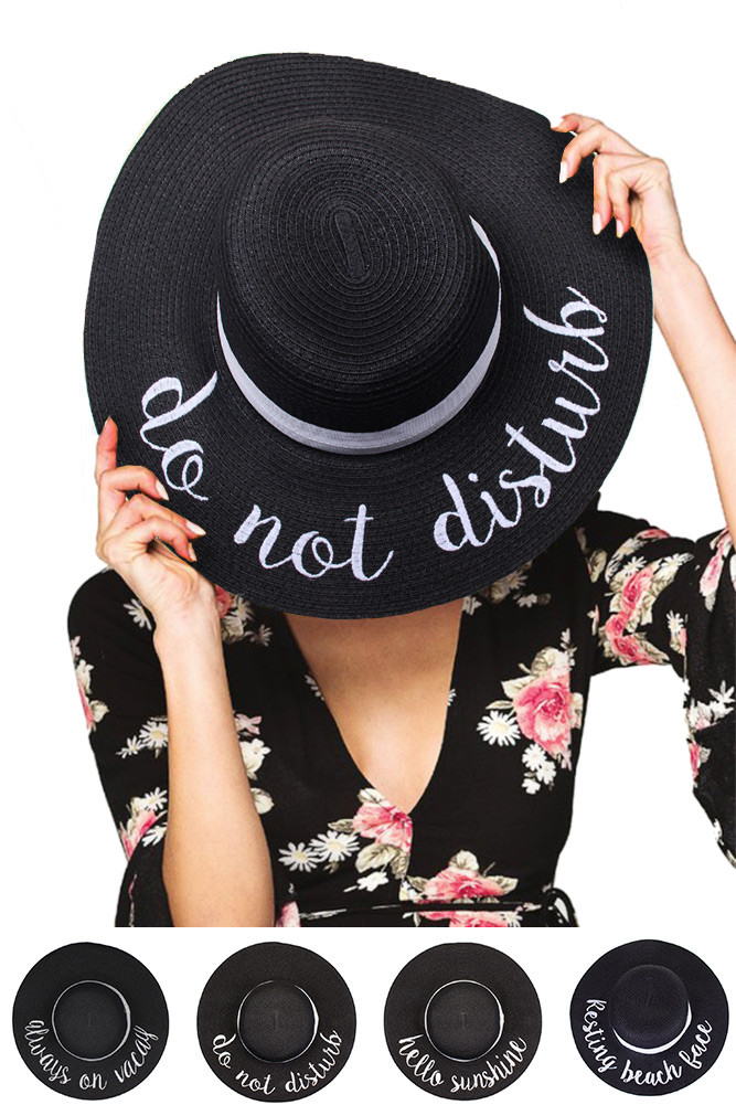 Women's Do Not Disturb Floppy Sun Hat – Black in Black by BURACQ