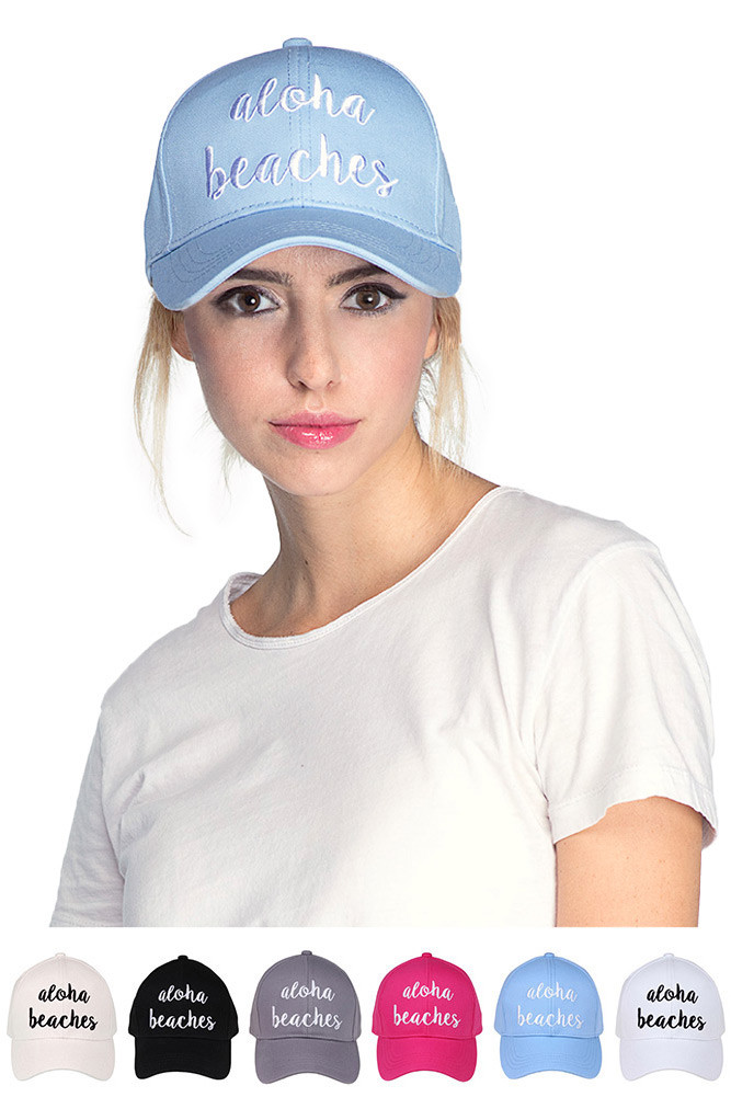 Women's Embroidered Slogan Baseball Cap – Style 2017-ALOHA by BURACQ