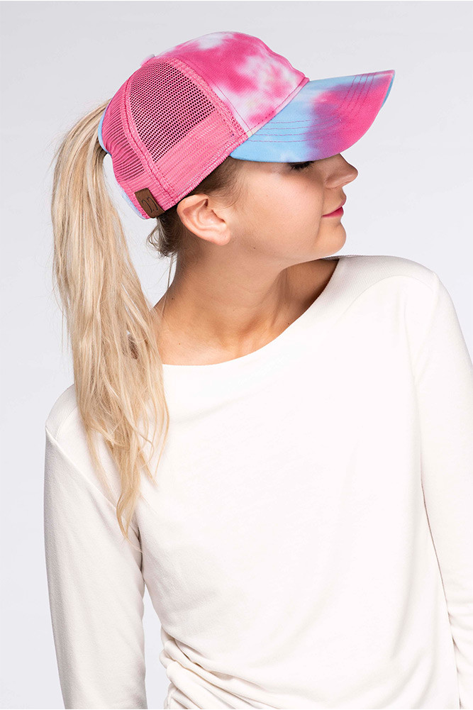 Women's Tie Dye Ponytail Baseball Cap — baseball cap photo 3