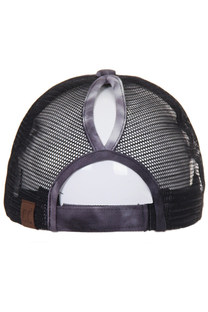 Women's Tie Dye Ponytail Baseball Cap in Black