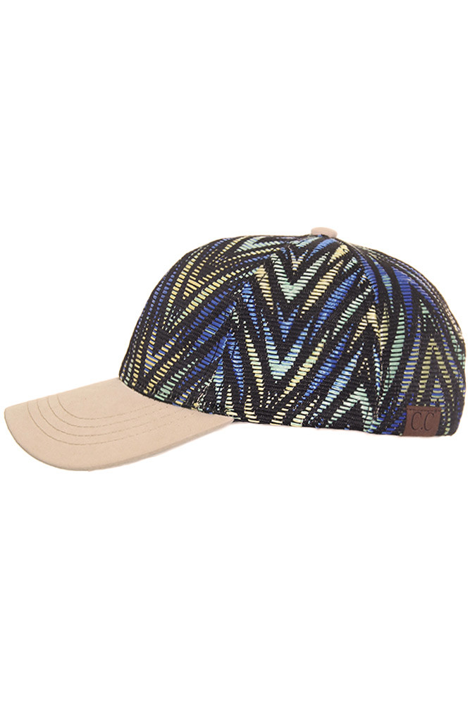 Women's Zebra Print Contrast Brim Baseball Cap in Beige