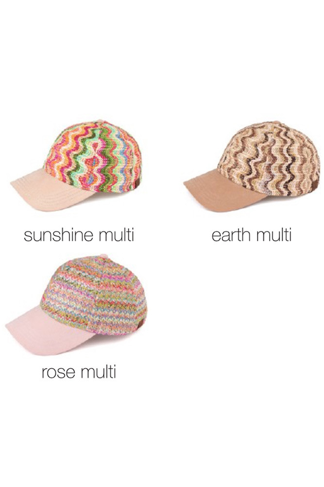 Women's Chevron Woven Brim Baseball Cap – Earth Multi — baseball cap photo 2