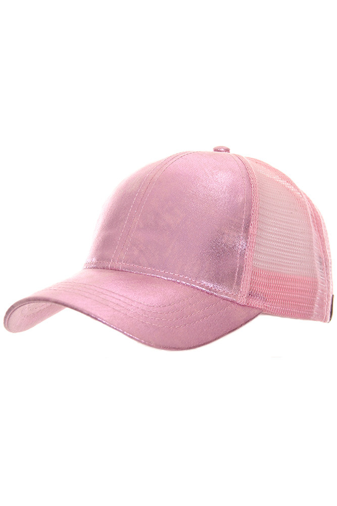 Women's Distressed Denim Mesh Trucker Cap – Pink in Pink