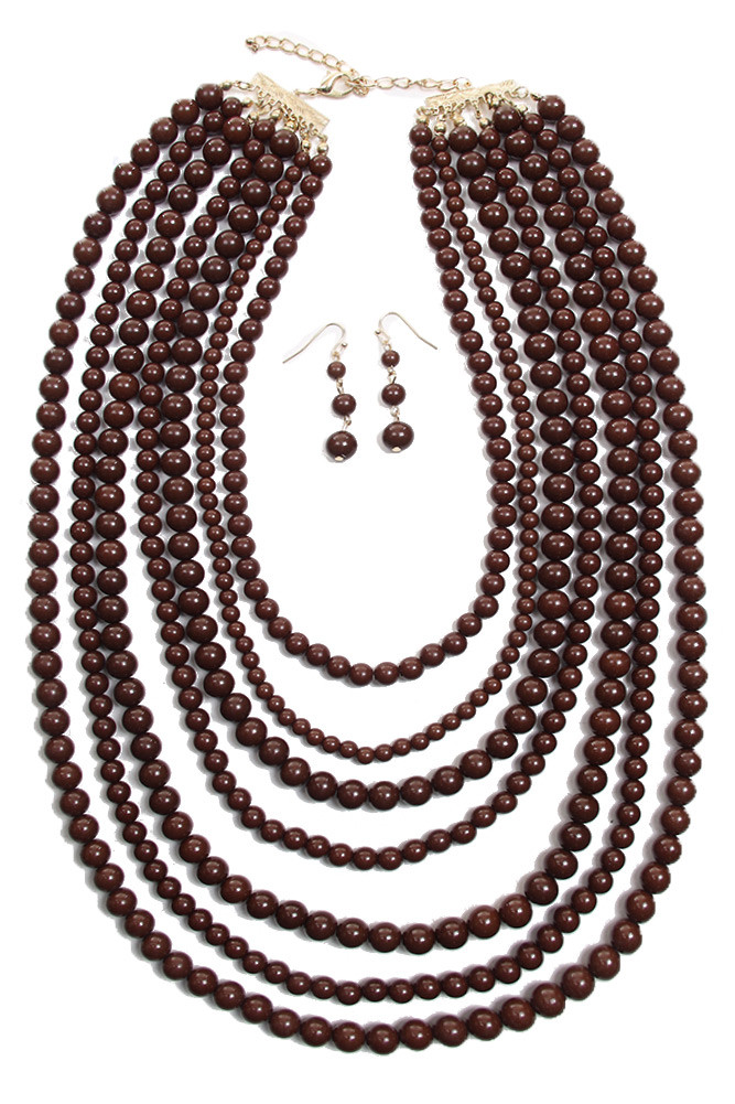 Women's Necklace-Jy 7 Layer in Brown