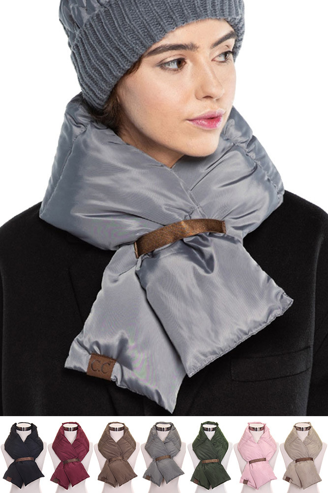 Women's Puffer Quilted Scarf with Buckle – Rose in Rose by BURACQ