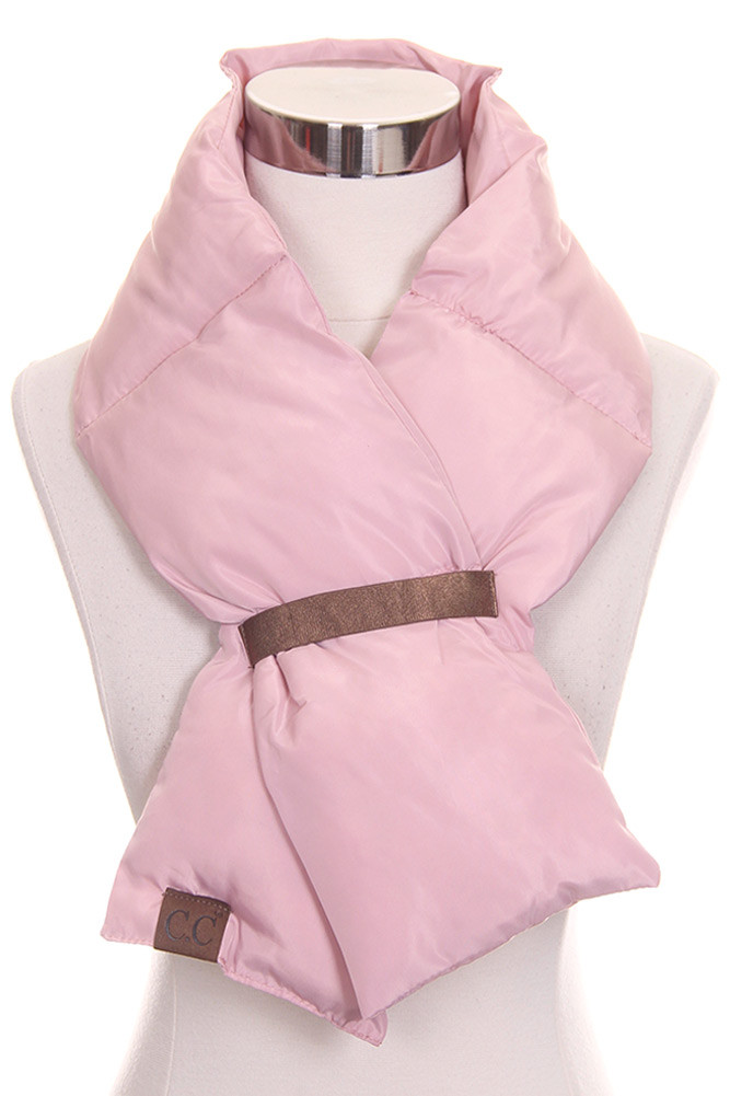 Women's Puffer Quilted Scarf with Buckle – Rose in Rose