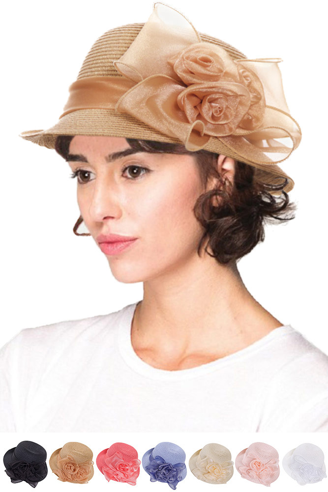 Women's Organza Flower Cloche Hat – Natural in Natural by BURACQ