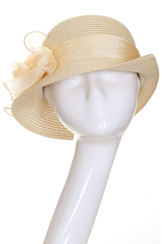Women's Organza Flower Cloche Hat – Natural in Natural