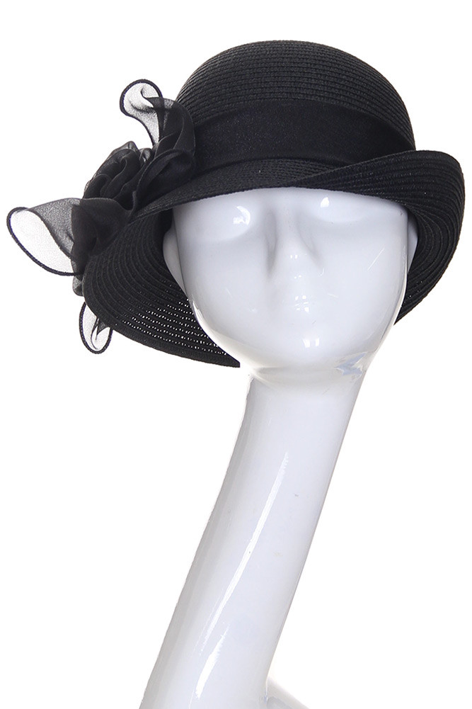 Women's Organza Flower Cloche Hat – Natural — hat photo 4