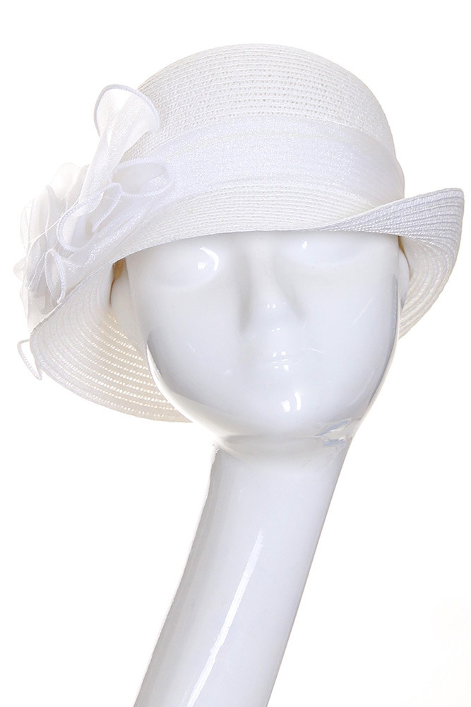 Women's Organza Flower Cloche Hat – Natural — hat photo 5
