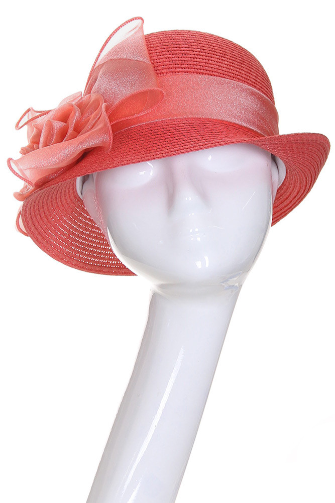 Women's Organza Flower Cloche Hat – Natural — hat photo 7
