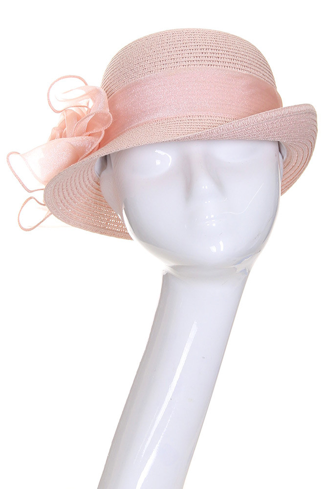 Women's Organza Flower Cloche Hat – Natural — hat photo 8