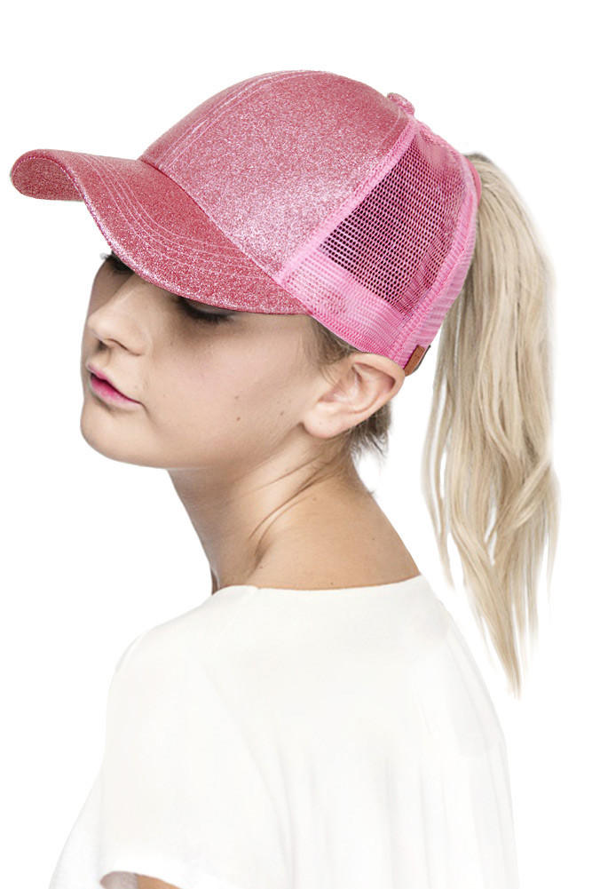 Women's Glitter Mesh Ponytail Baseball Cap — baseball cap photo 4