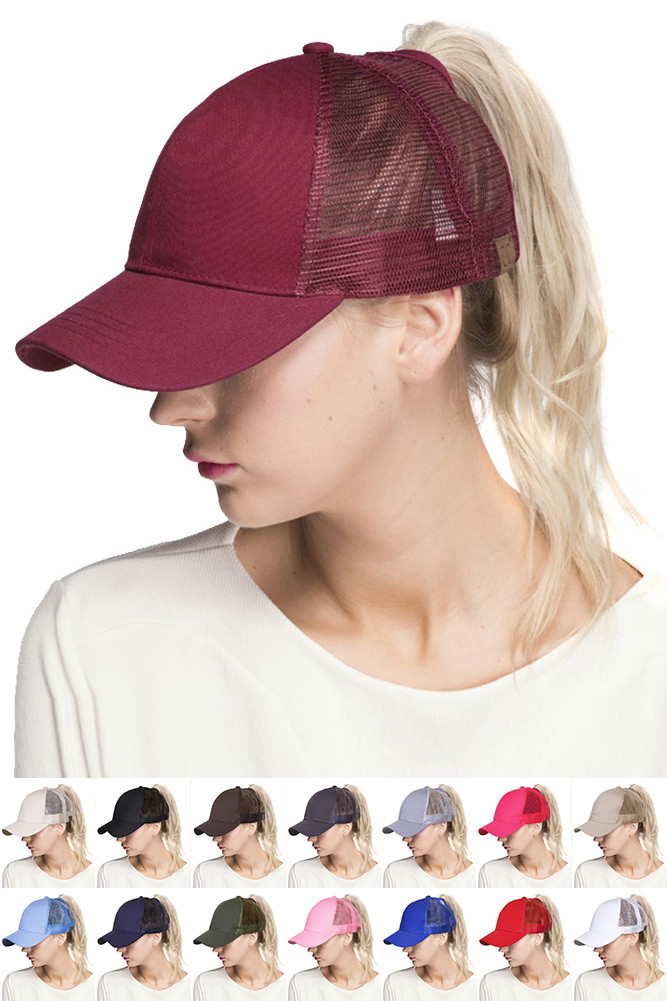 Women's Washed Mesh Ponytail Baseball Cap by BURACQ