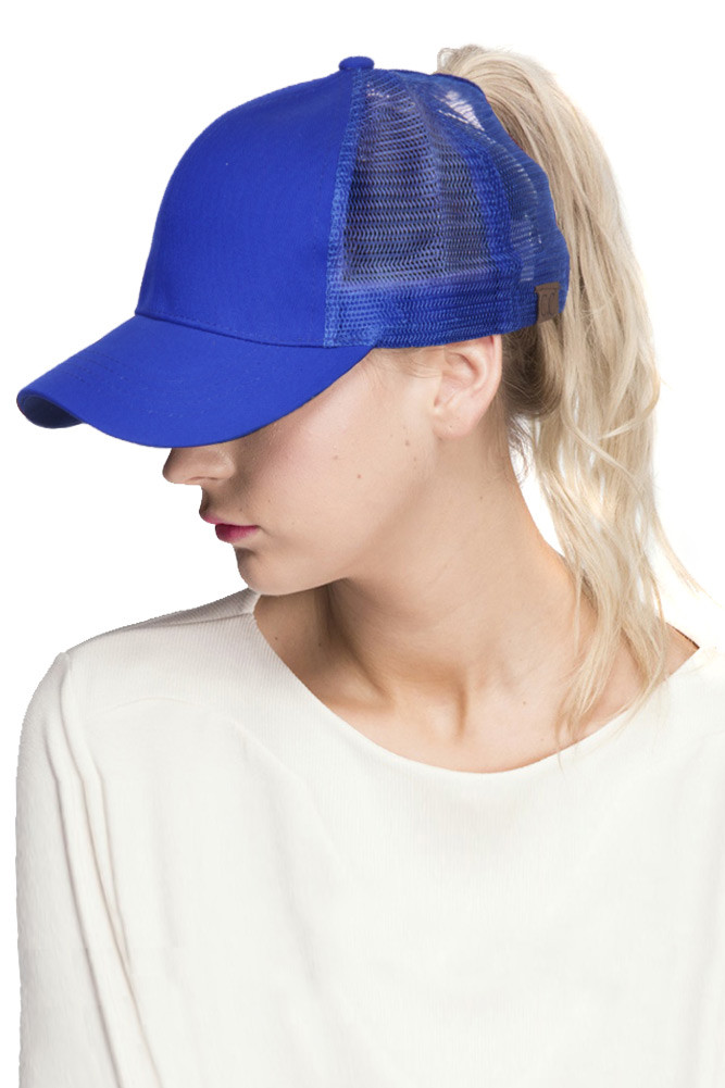 Women's Washed Mesh Ponytail Baseball Cap — baseball cap photo 3