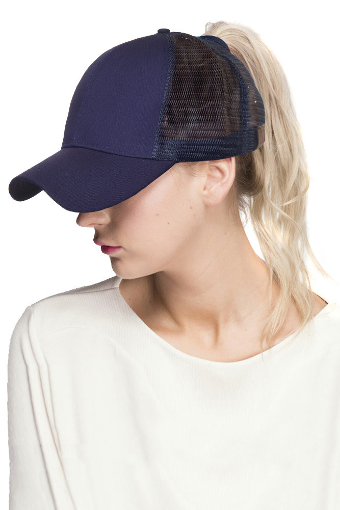 Women's Washed Mesh Ponytail Baseball Cap — baseball cap photo 4
