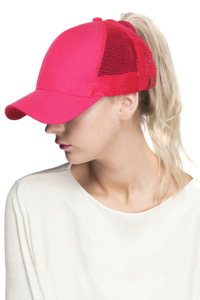 Women's Washed Mesh Ponytail Baseball Cap — baseball cap photo 8