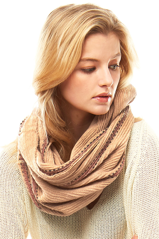 Women's Faux Fur Infinity Scarf – Style LOF774 in Beige