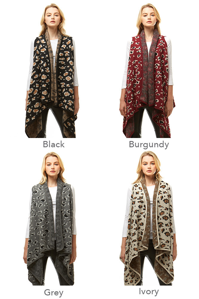 Women's Leopard Print Knit Vest – Style LOF929 — vest photo 3