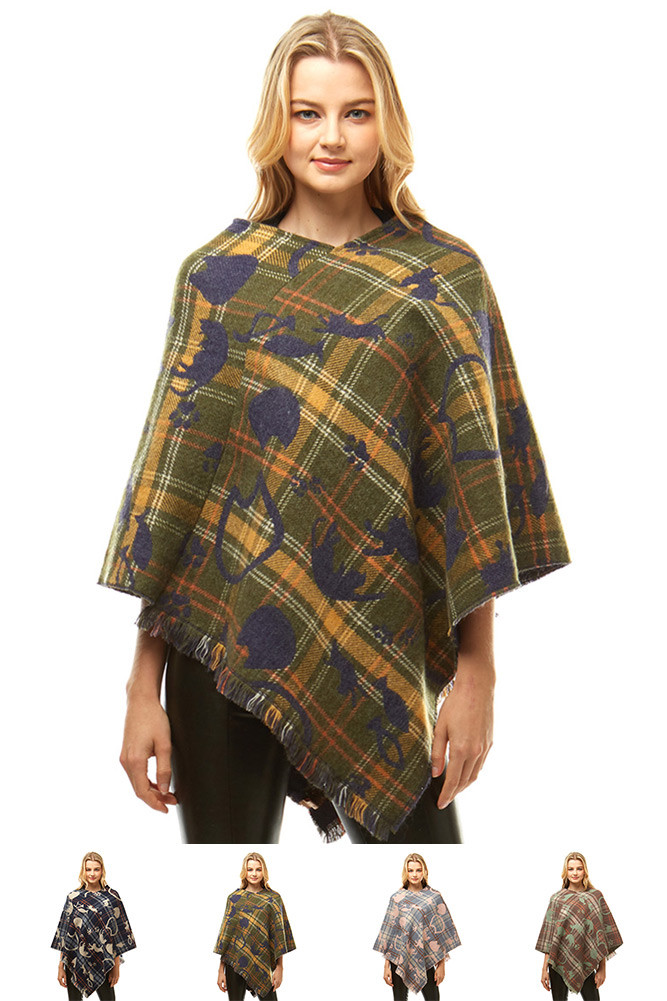 Women's Plaid Poncho – Style LOF961 — poncho photo 2