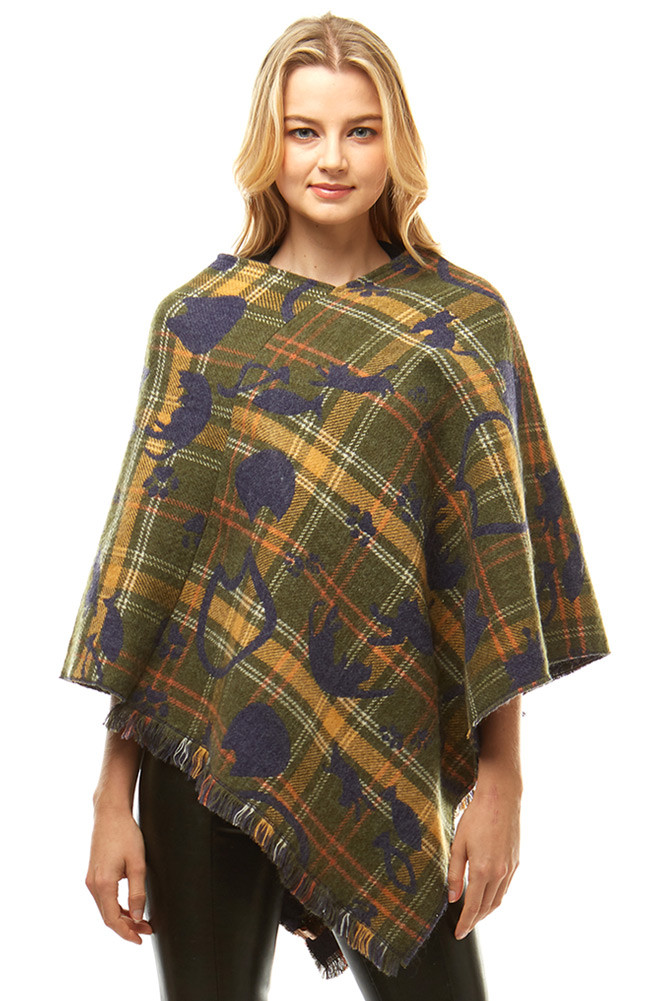 Women's Plaid Poncho – Style LOF961 by BURACQ