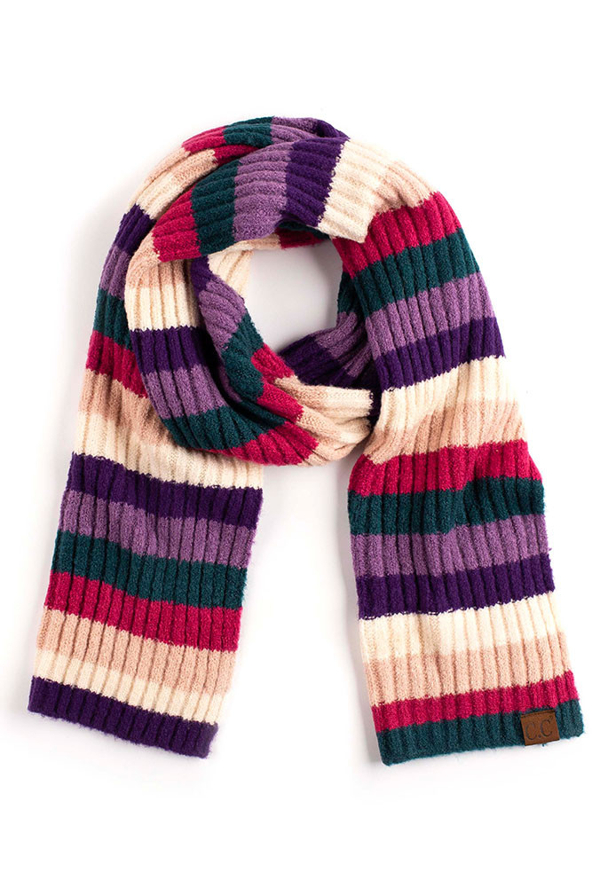 Women's Multicolor Stripe Knit Oblong Scarf — scarf photo 8