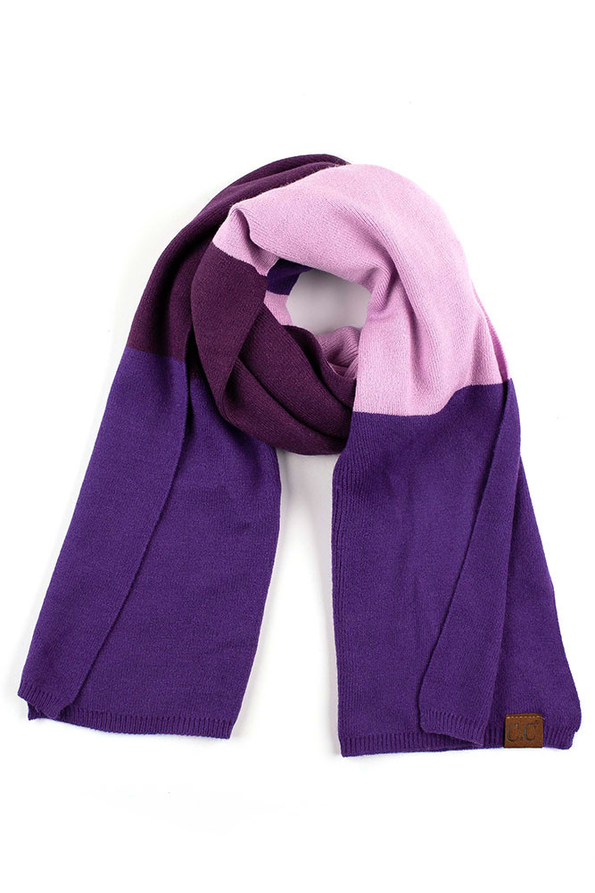 Women's Two-Tone Ombre Knit Oblong Scarf – Eggplant — scarf photo 7