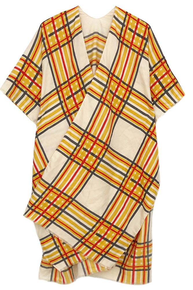 Women's Plaid Fringe Wrap in Ivory