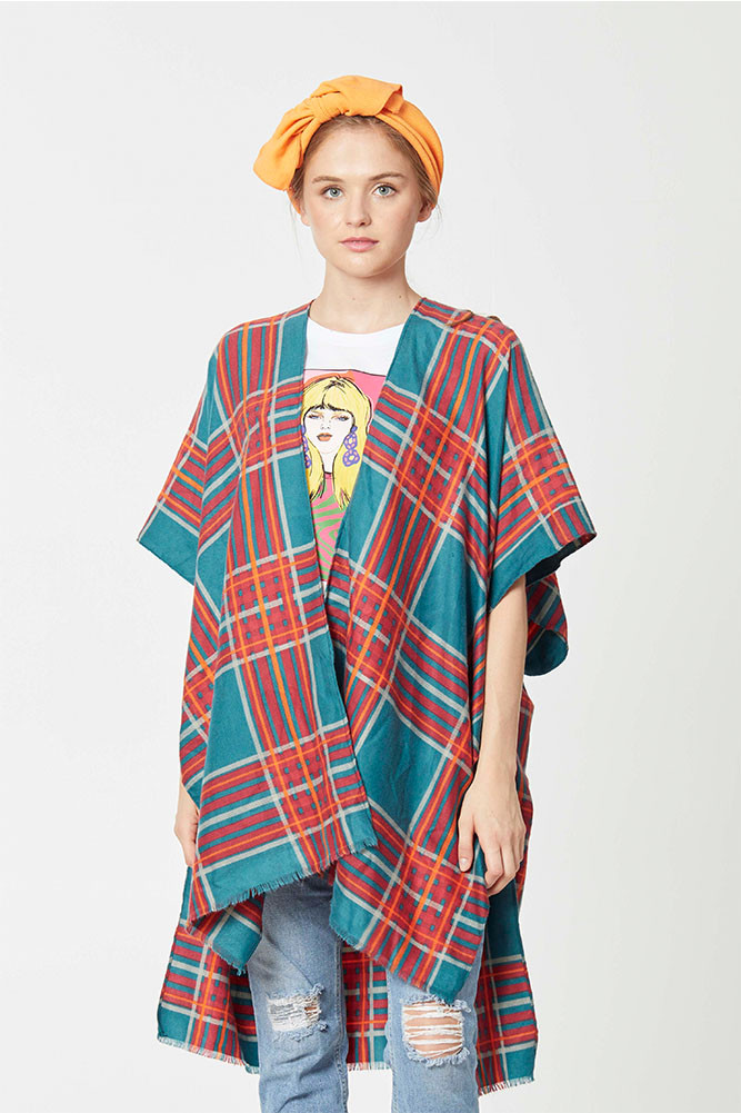 Women's Plaid Fringe Wrap by BURACQ
