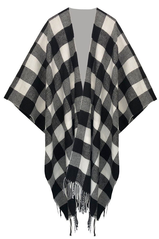 Women's Buffalo Check Fringe Wrap — clothing piece photo 3