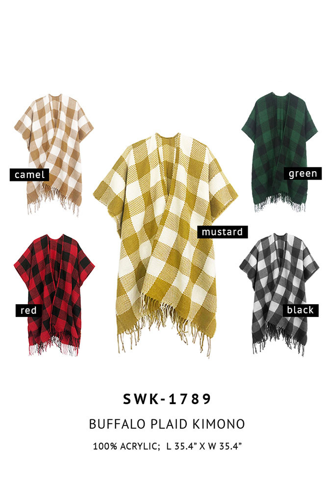 Women's Buffalo Check Fringe Wrap — clothing piece photo 2