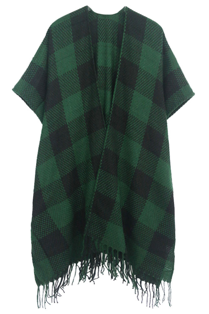 Women's Buffalo Check Fringe Wrap — clothing piece photo 4