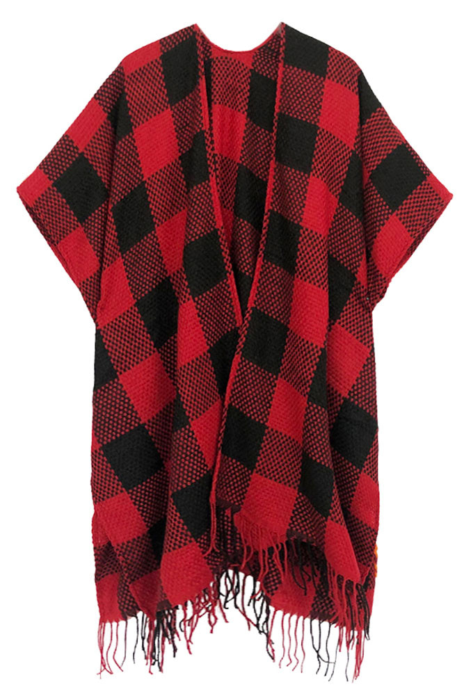 Women's Buffalo Check Fringe Wrap — clothing piece photo 5
