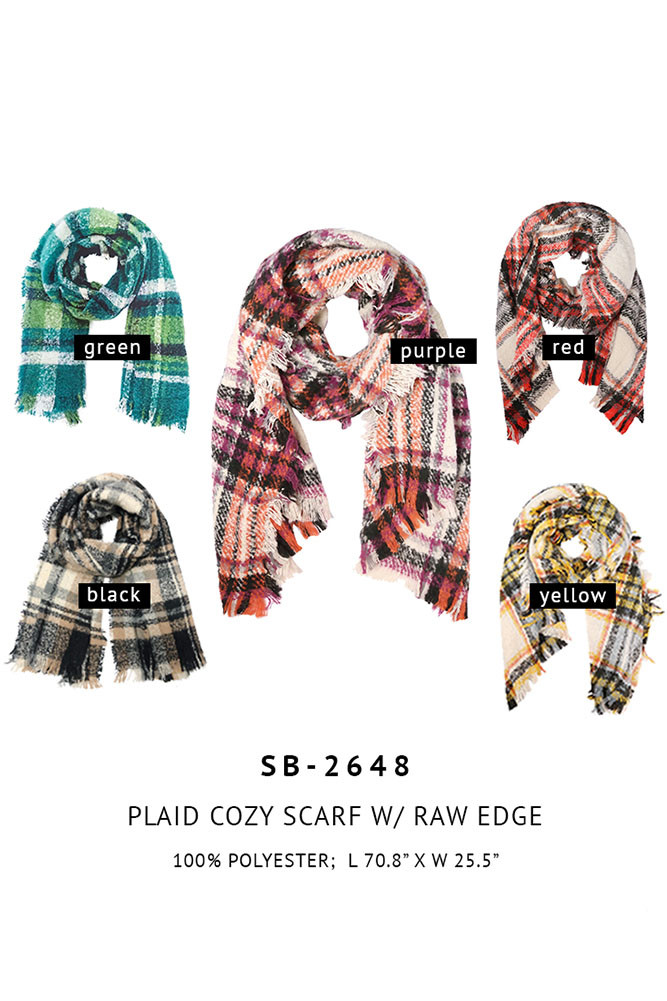Plaid Blanket Oblong Scarf – Green — scarf photo 2
