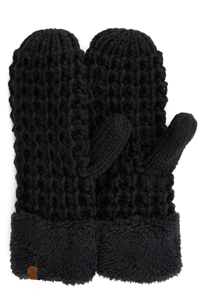 Women's Knit Mittens with Sherpa Cuff — mittens photo 6