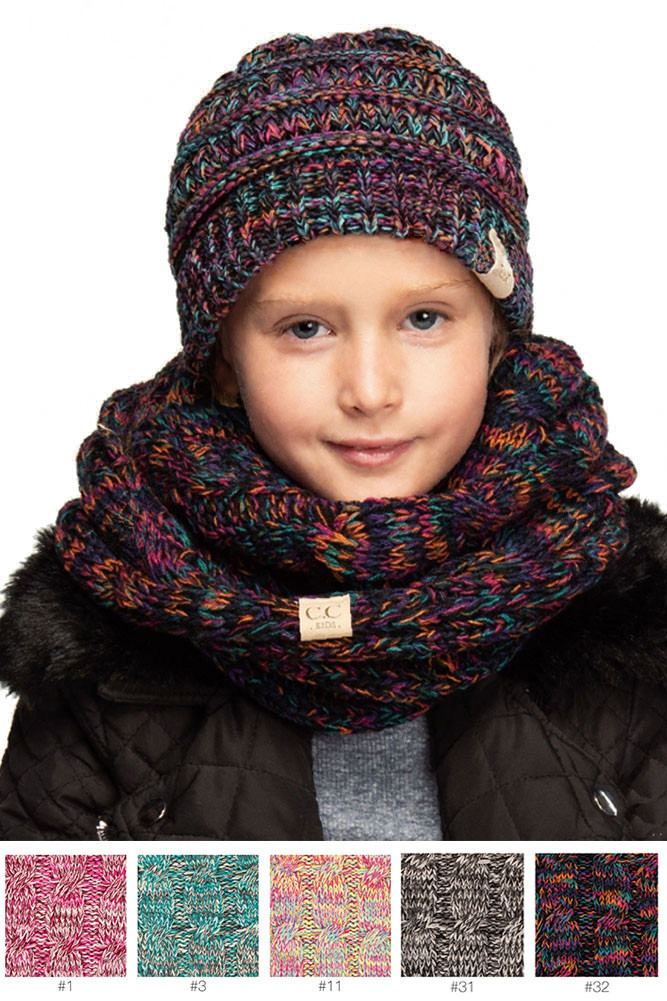 Kids Multicolor Knit Infinity Scarf by BURACQ