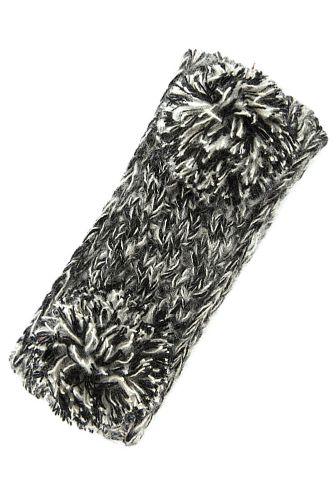 Kids Pom Pom Ear Warmer Headband in Black