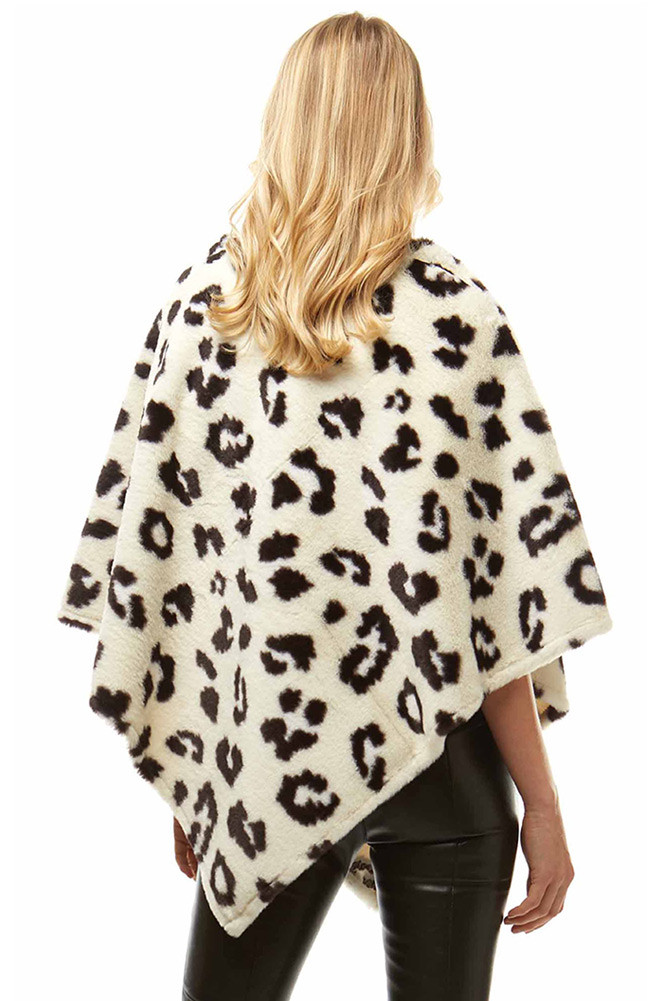 Women's Leopard Print Poncho – Style LOF931 in Ivory