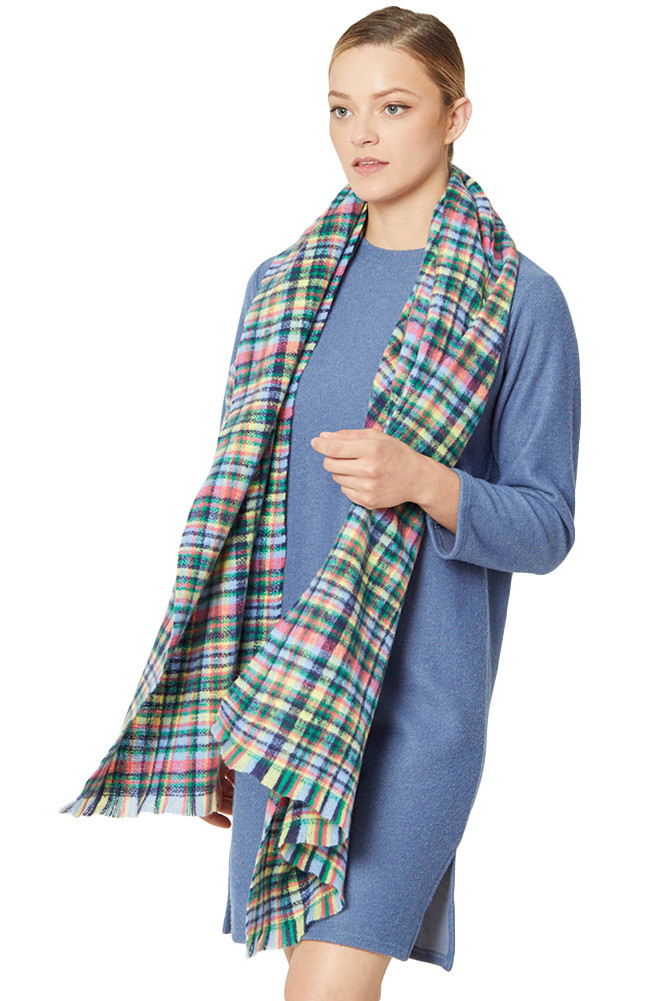 Women's Plaid Fringe Oblong Scarf — scarf photo 5