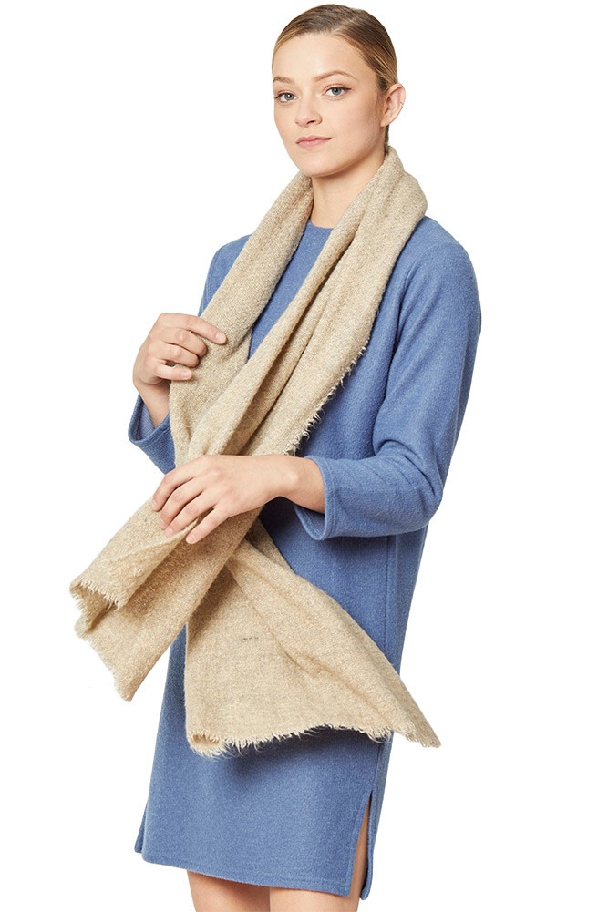 Women's Solid Fringe Oblong Scarf – Light Pink — scarf photo 7