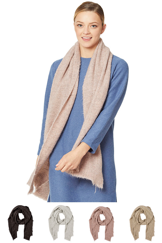 Women's Solid Fringe Oblong Scarf – Light Pink in Light Pink by BURACQ